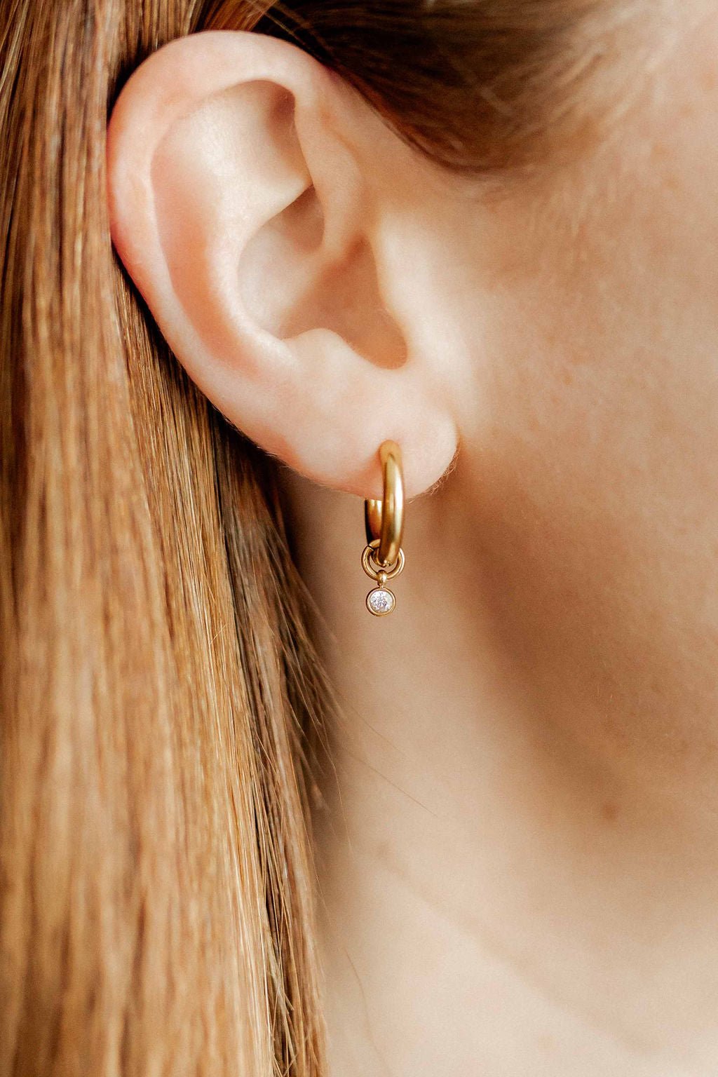 Huggie Charm Earrings - Celine Gold - Shop LINNY CO