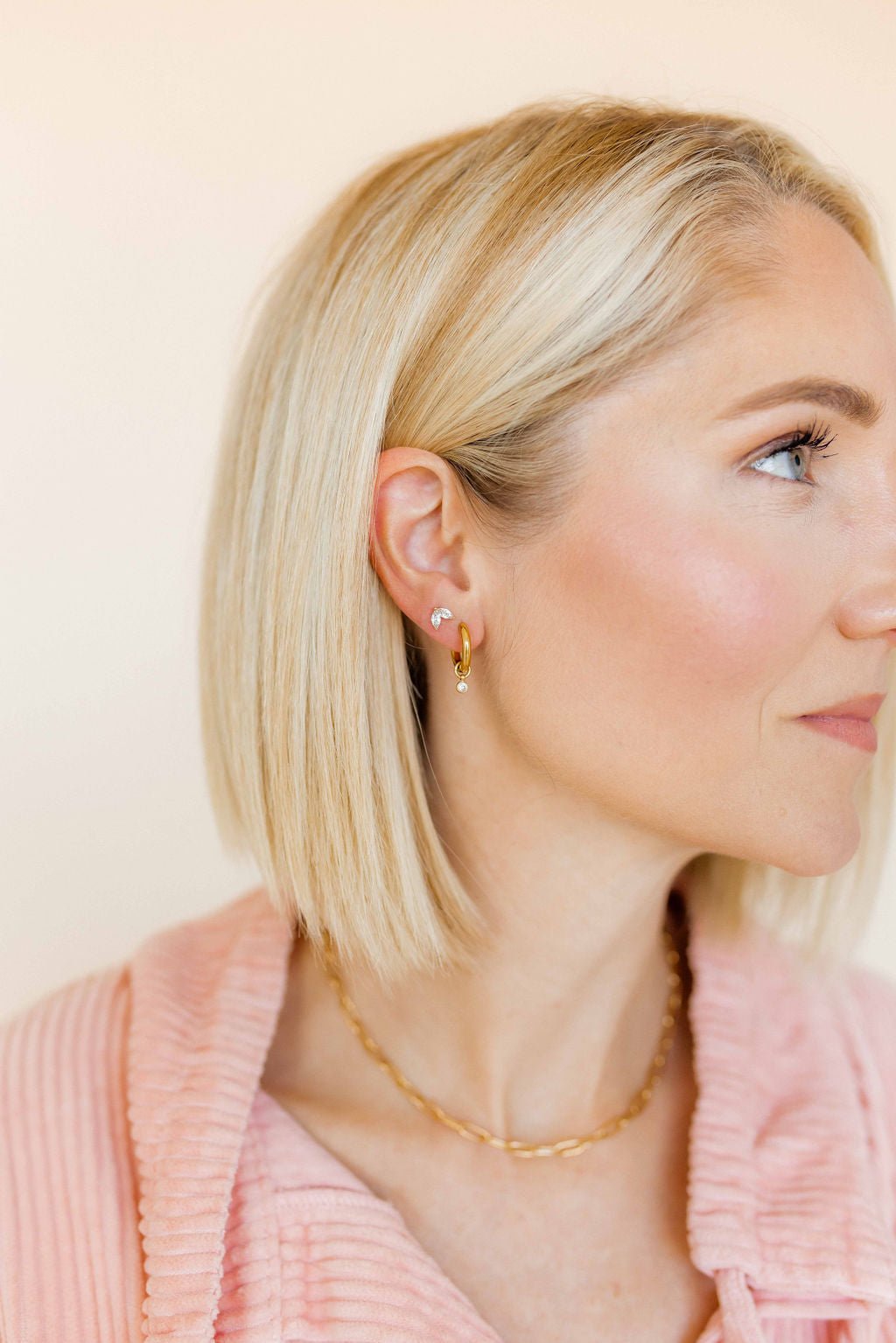 Huggie Charm Earrings - Celine Gold - Shop LINNY CO