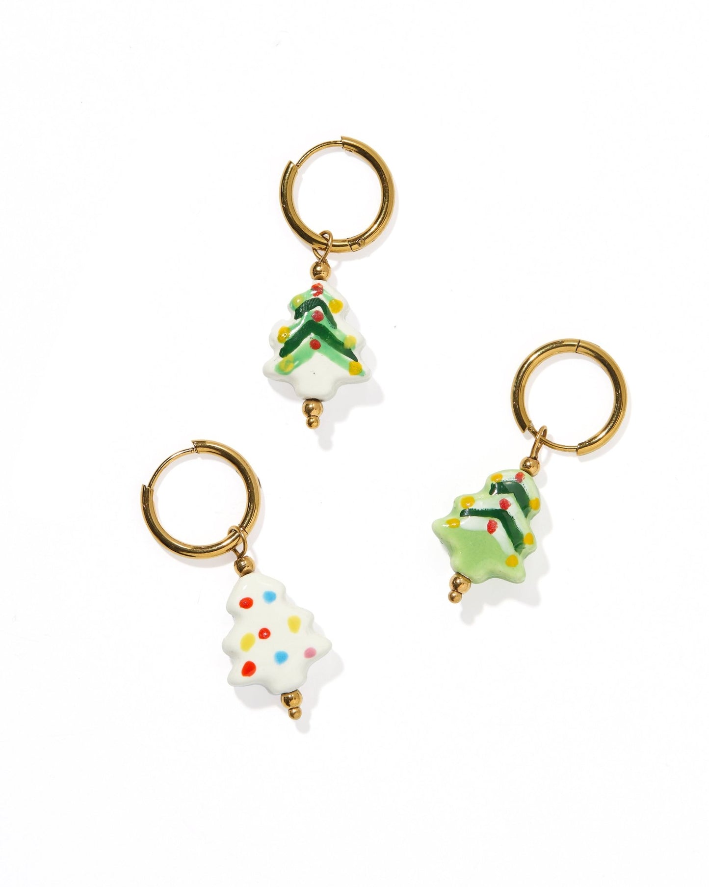 Huggie Charm Earrings - Christmas Tree Green - Shop LINNY CO