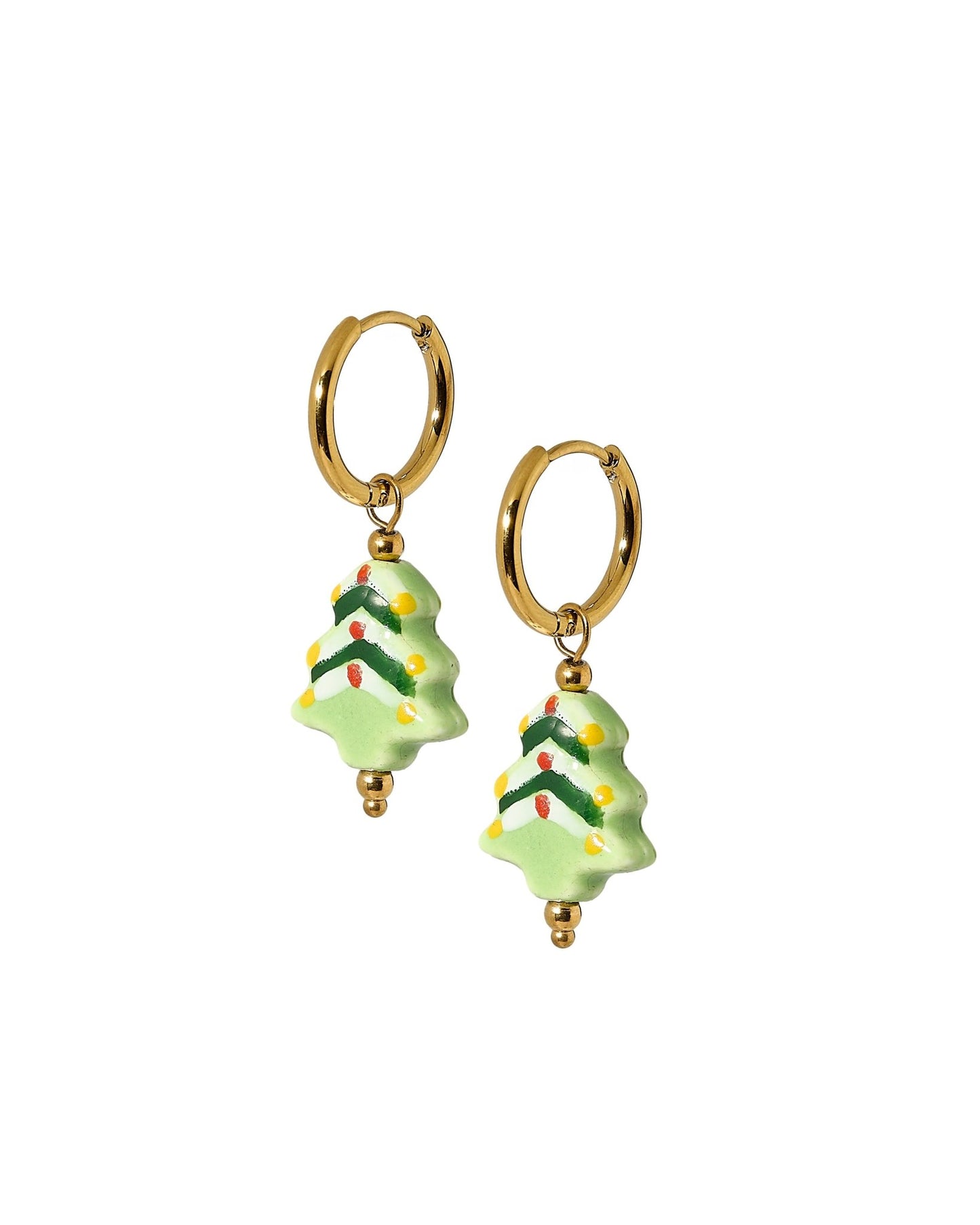 Huggie Charm Earrings - Christmas Tree Green - Shop LINNY CO