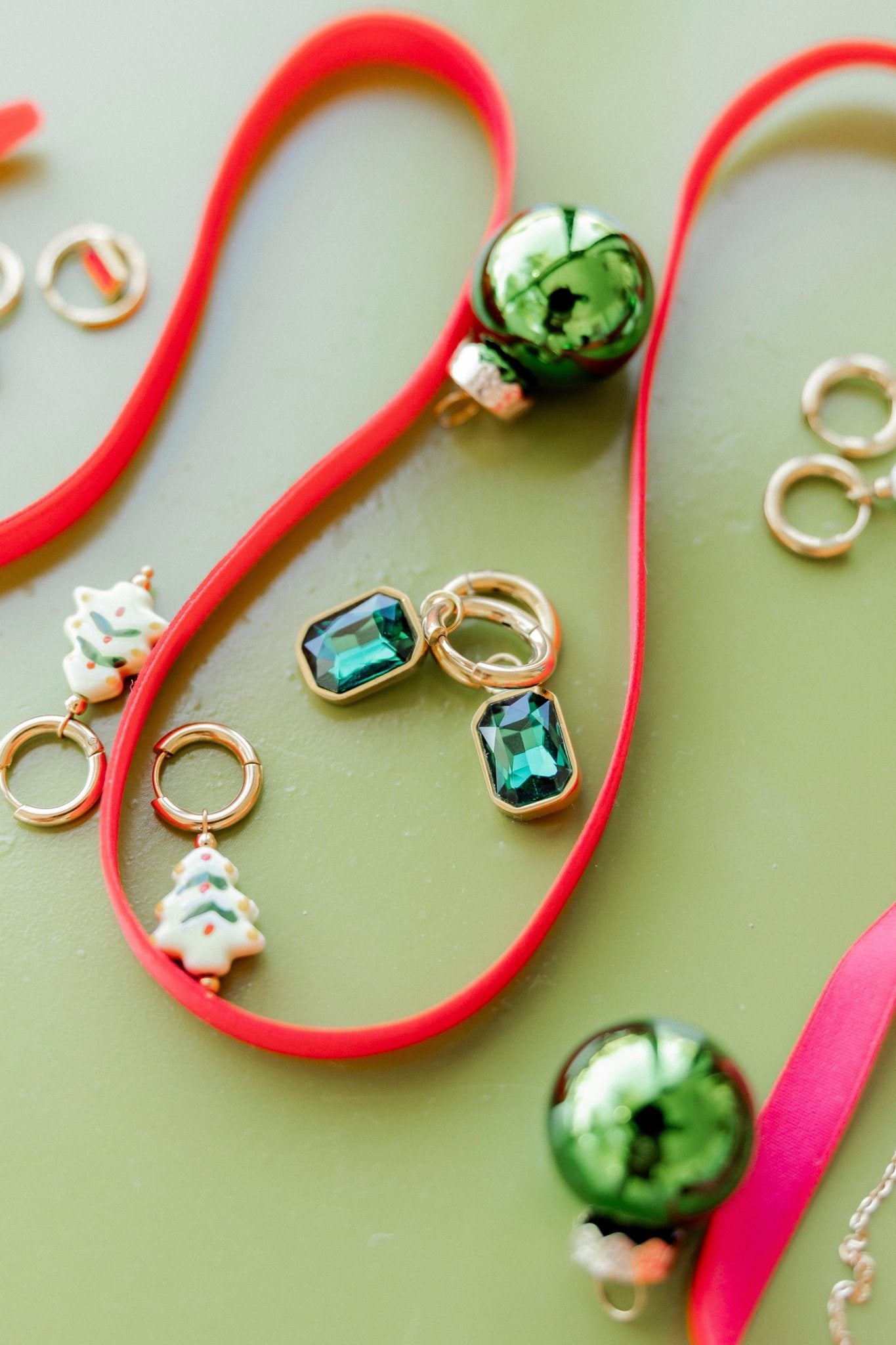 Huggie Charm Earrings - Diana Green - Shop LINNY CO