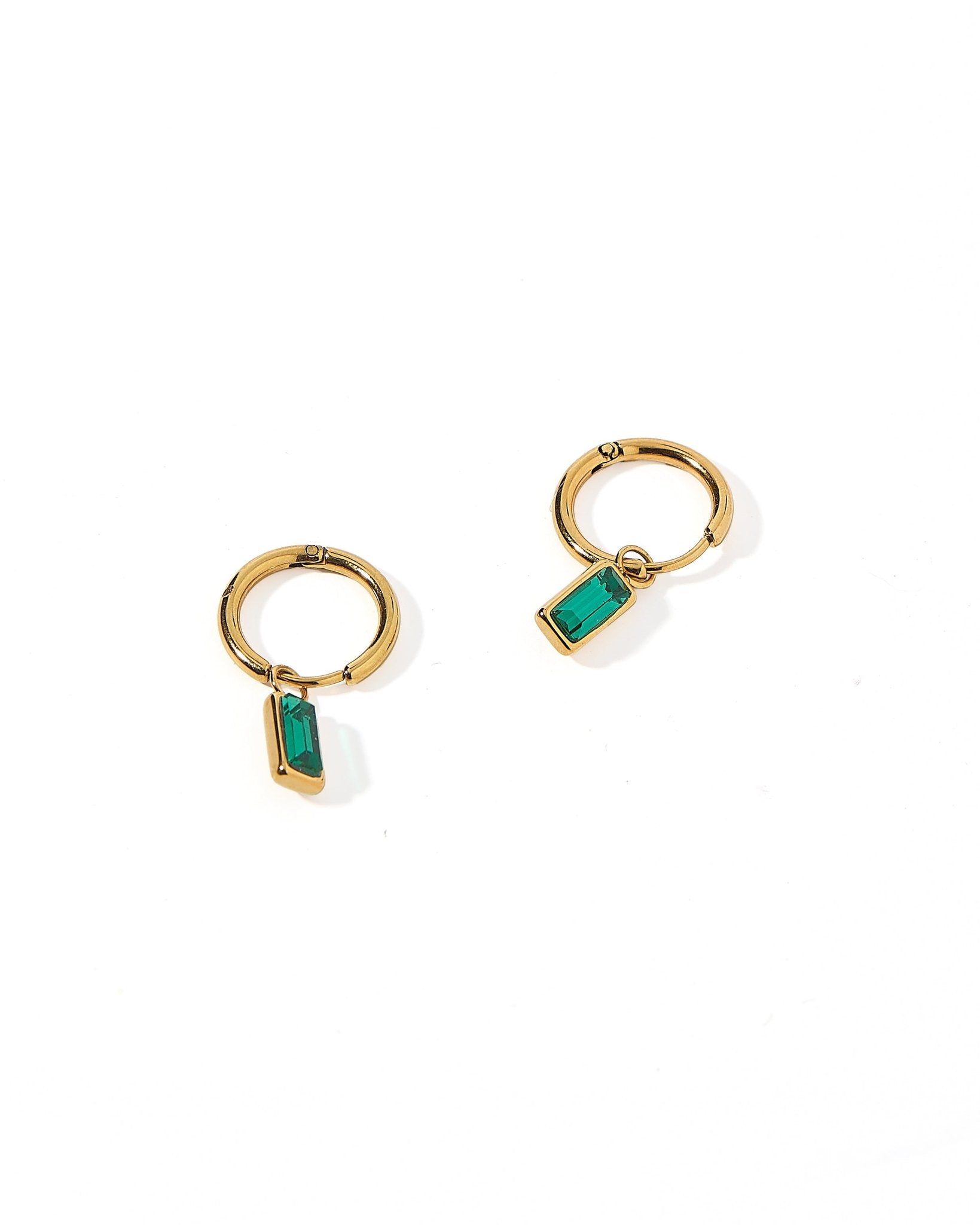 Huggie Charm Earrings - Edith Green Gold - Shop LINNY CO