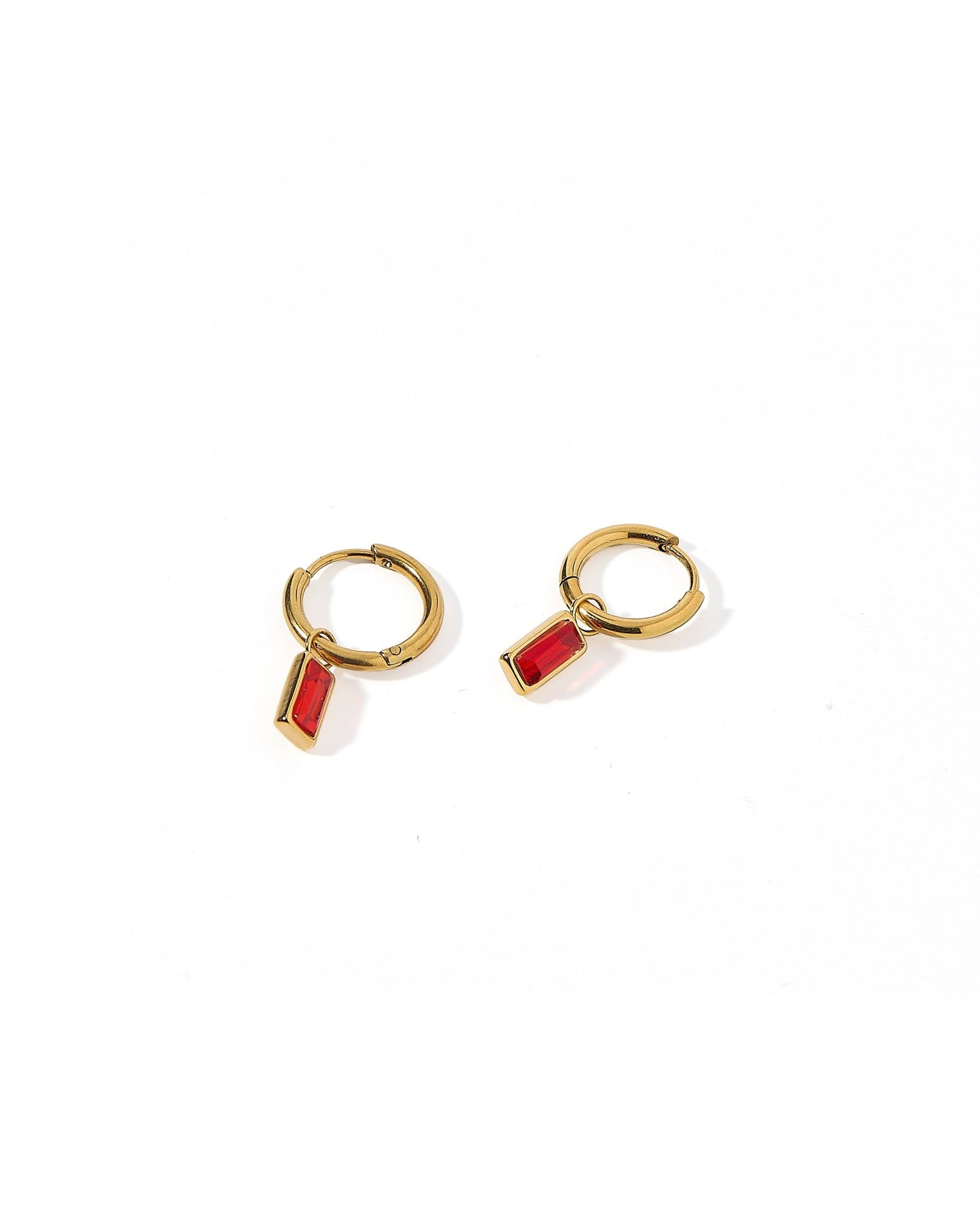 Huggie Charm Earrings - Edith Red Gold - Shop LINNY CO