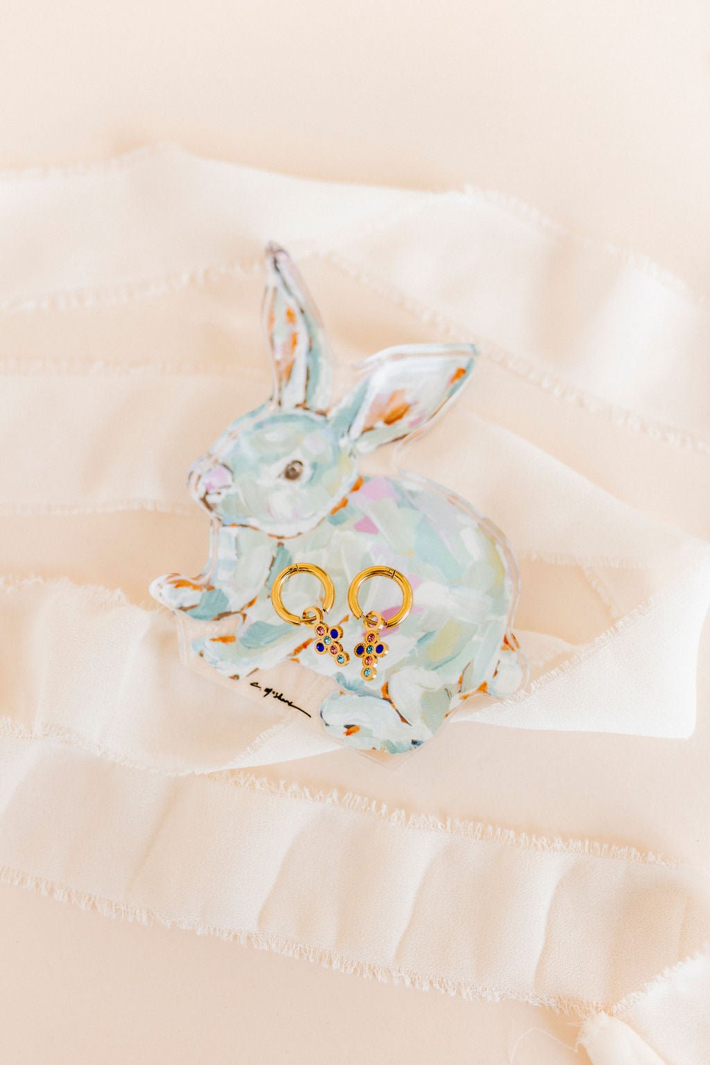 Huggie Charm Earrings - Esther Cross Multi - Shop LINNY CO