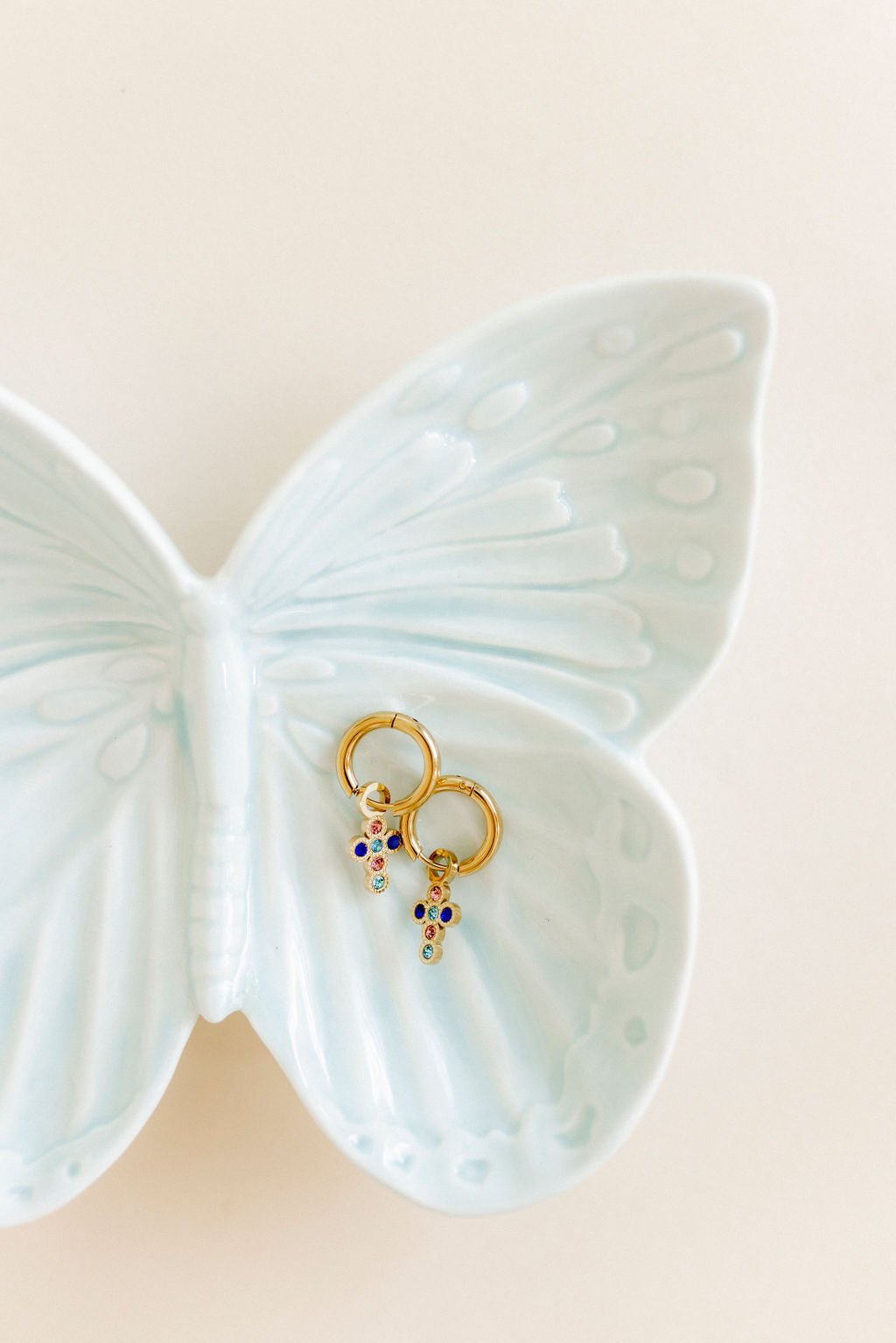 Huggie Charm Earrings - Esther Cross Multi - Shop LINNY CO