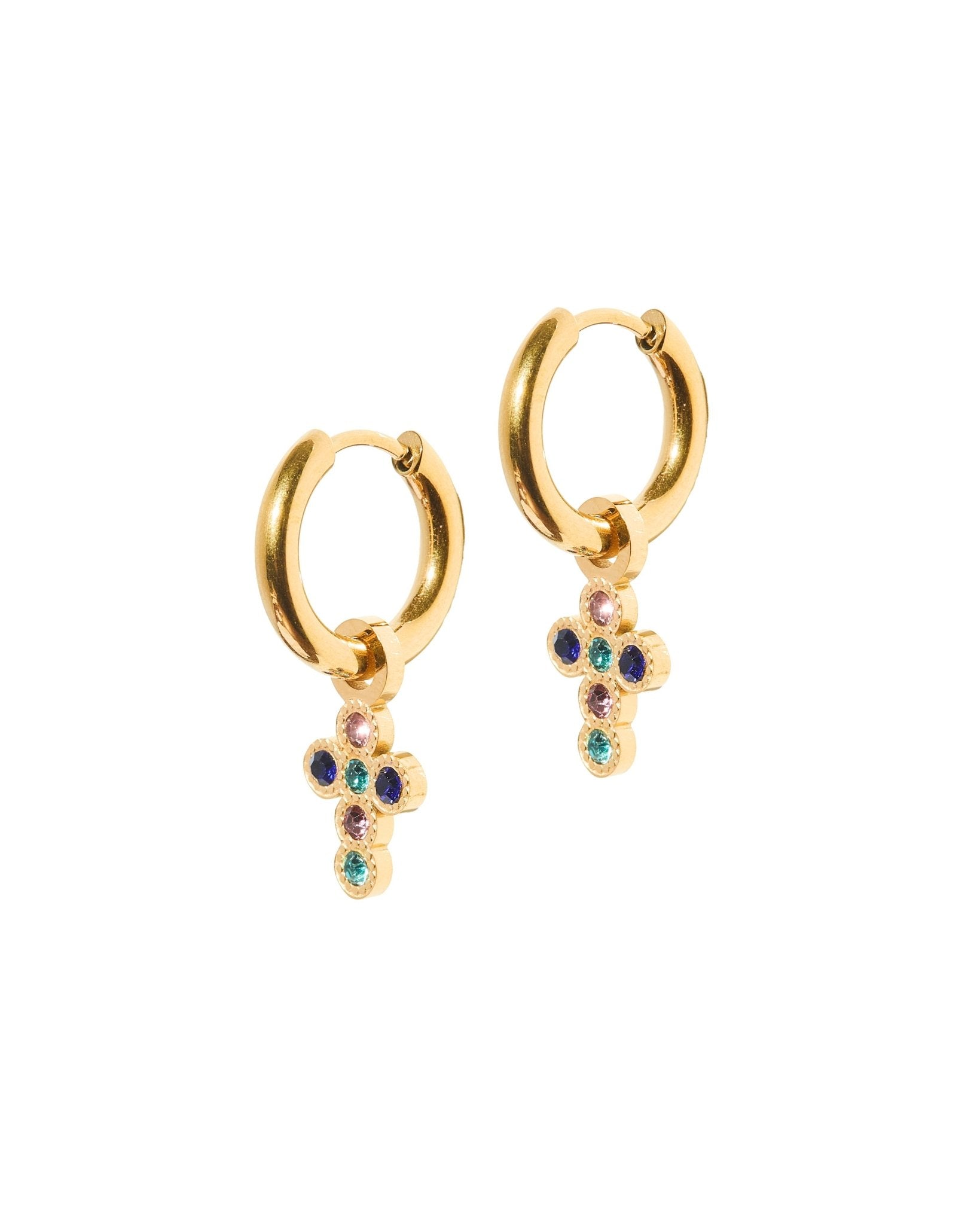 Huggie Charm Earrings - Esther Cross Multi - Shop LINNY CO