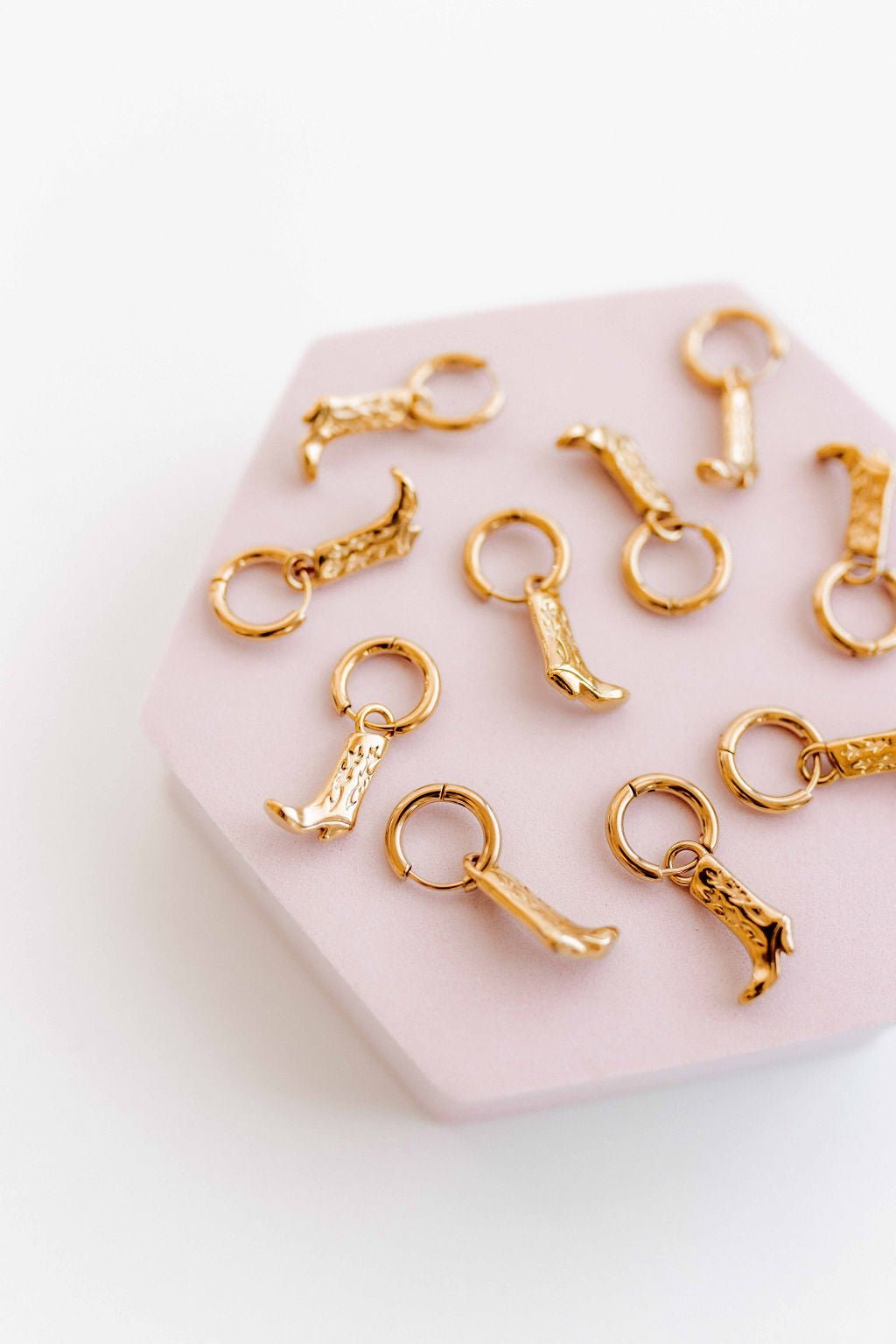 Huggie Charm Earrings - Luca Boot Gold - Shop LINNY CO