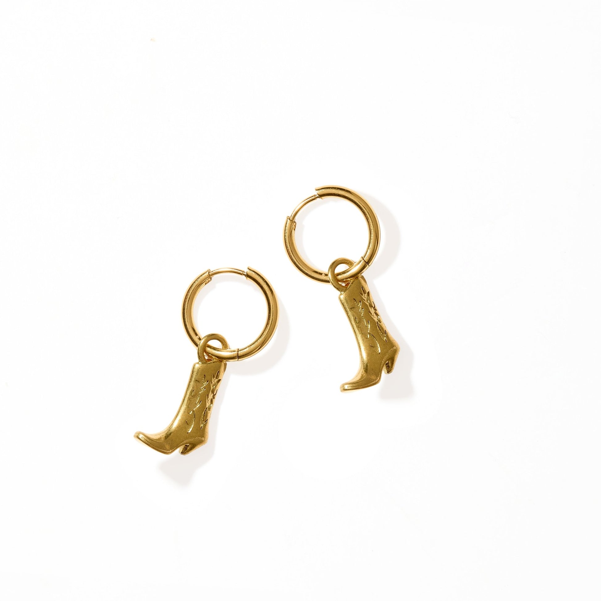 Huggie Charm Earrings - Luca Boot Gold - Shop LINNY CO