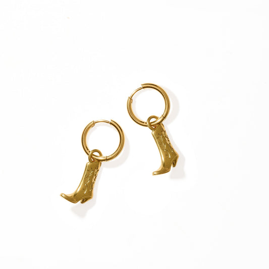 Huggie Charm Earrings - Luca Boot Gold - Shop LINNY CO