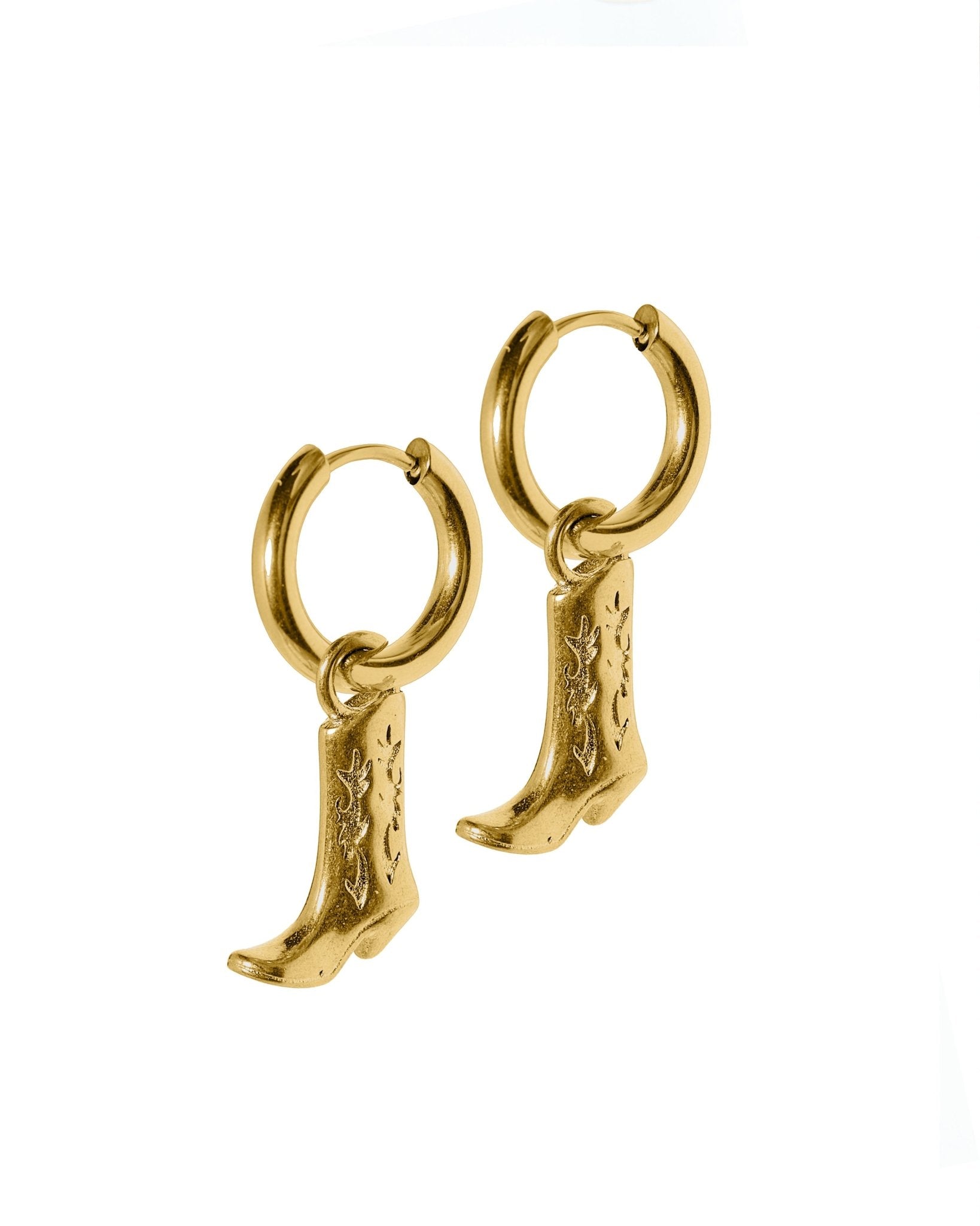 Huggie Charm Earrings - Luca Boot Gold - Shop LINNY CO