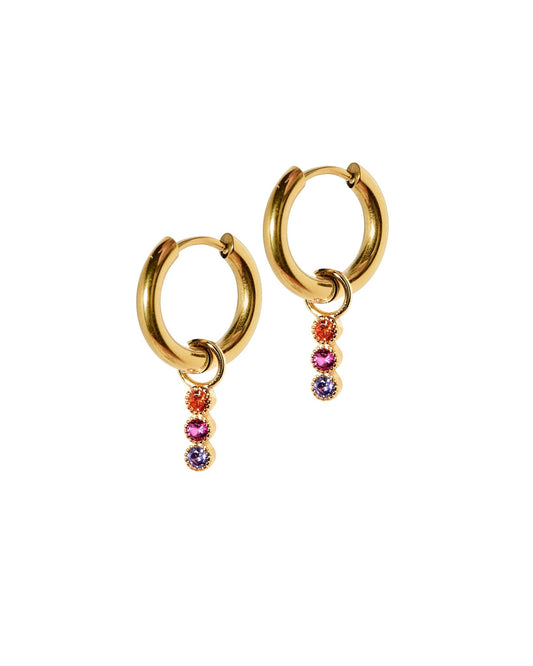 Huggie Charm Earrings - Marigold Pink and Purple - Shop LINNY CO