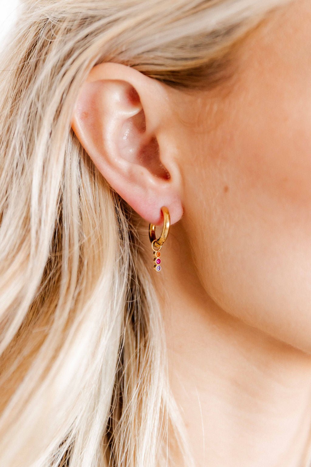 Huggie Charm Earrings - Marigold Pink and Purple - Shop LINNY CO