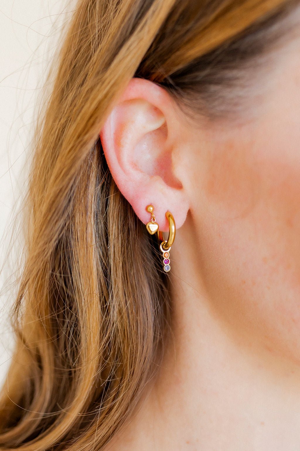 Huggie Charm Earrings - Marigold Pink and Purple - Shop LINNY CO