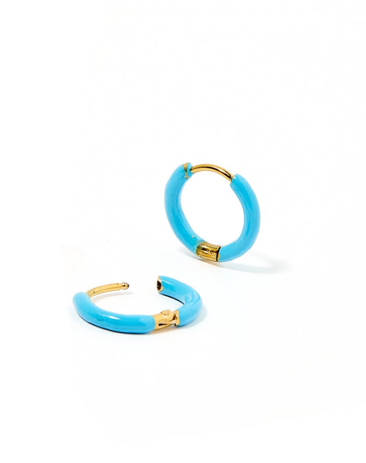 Huggie Earrings - Scarlett Hoop Blue 10mm - Shop LINNY CO
