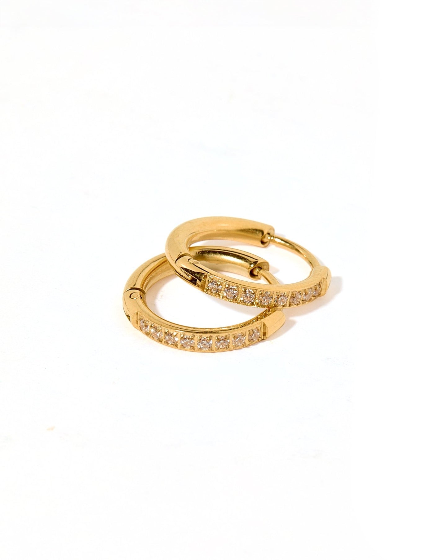 Huggie Earrings - Scarlett Hoop Gold 12mm CZ - Shop LINNY CO