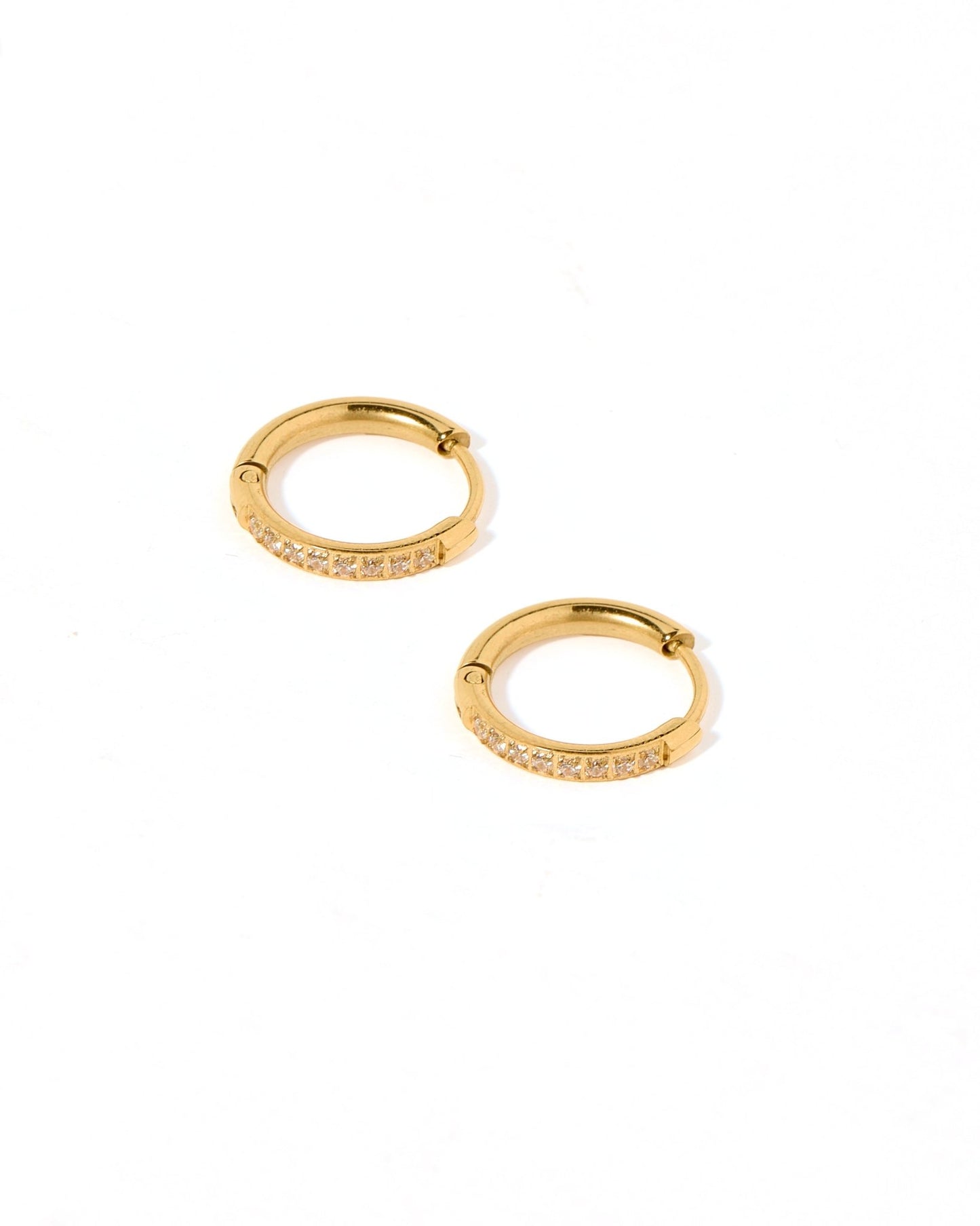 Huggie Earrings - Scarlett Hoop Gold 12mm CZ - Shop LINNY CO