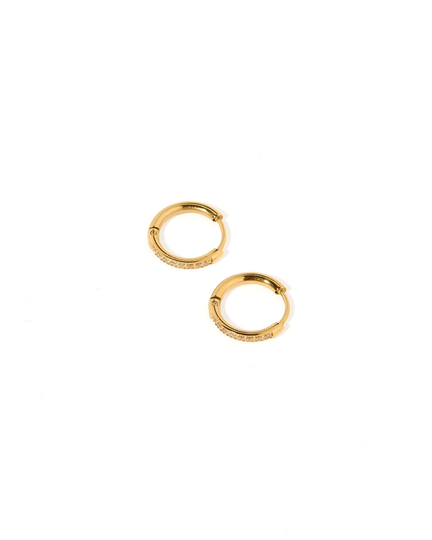 Huggie Earrings - Scarlett Hoop Gold 12mm CZ - Shop LINNY CO
