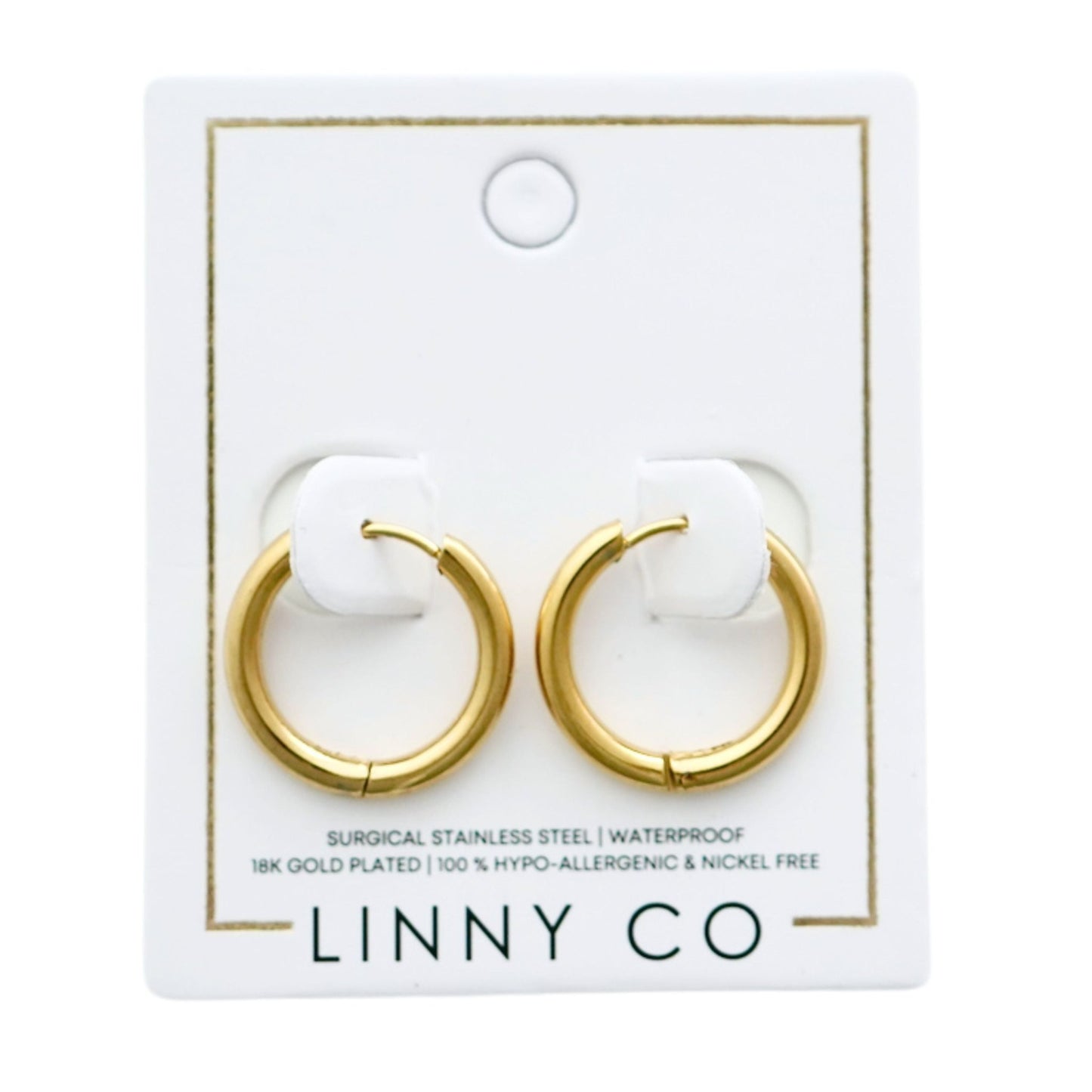 Huggie Earrings - Scarlett Hoop Gold 14mm - Shop LINNY CO