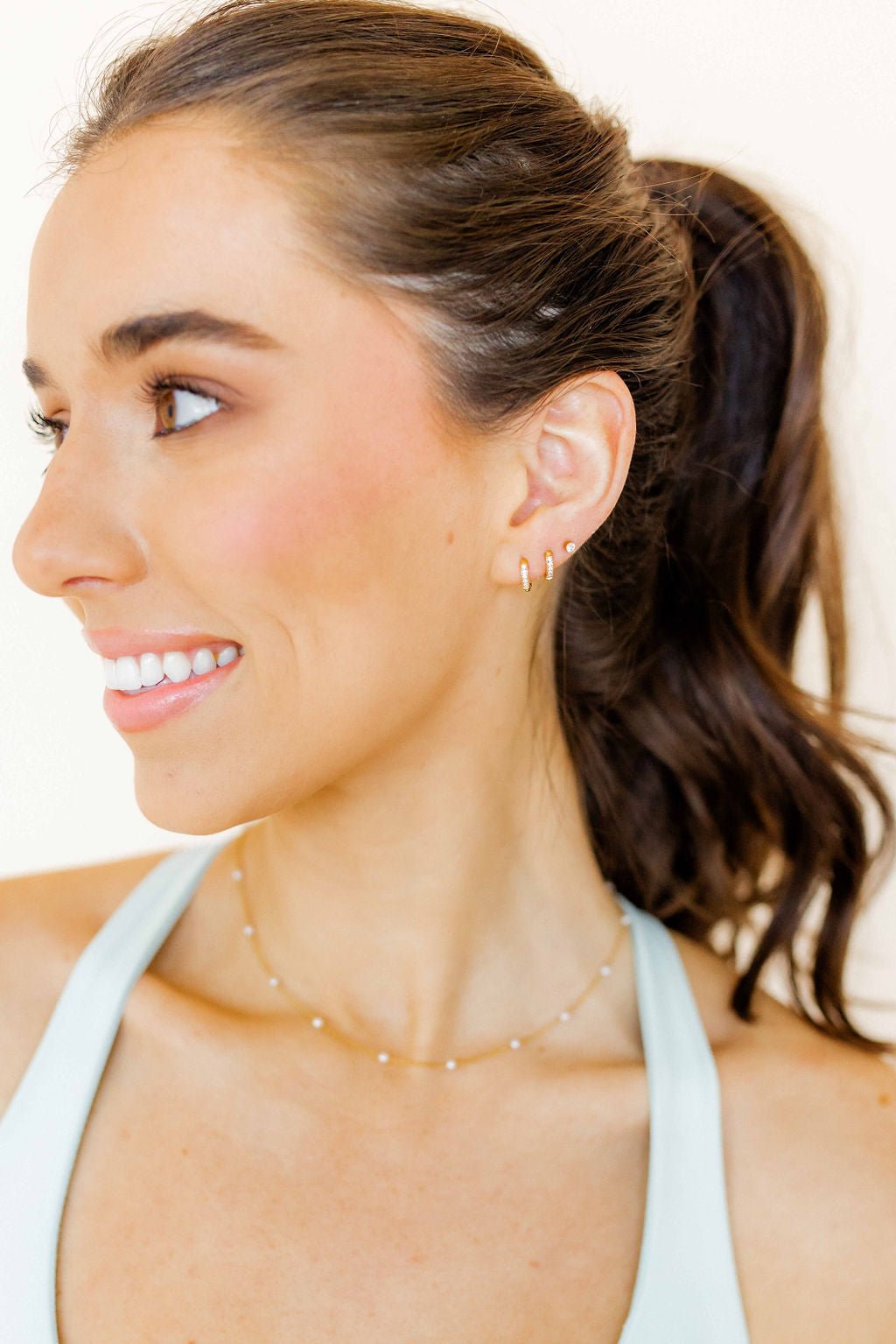 Huggie Earrings - Scarlett Hoop Gold 8mm CZ - Shop LINNY CO