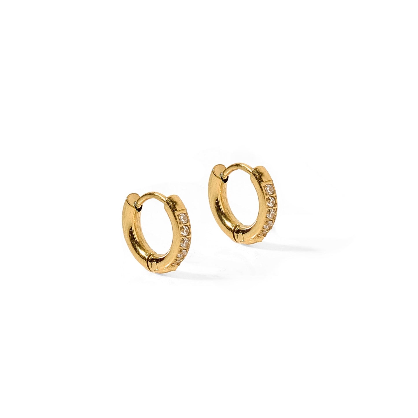 Huggie Earrings - Scarlett Hoop Gold 8mm CZ - Shop LINNY CO