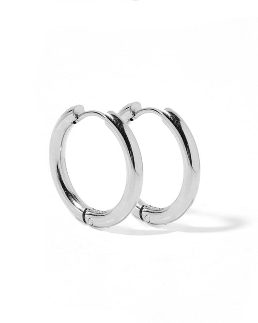 Huggie Earrings - Scarlett Hoop Silver 14mm - Shop LINNY CO