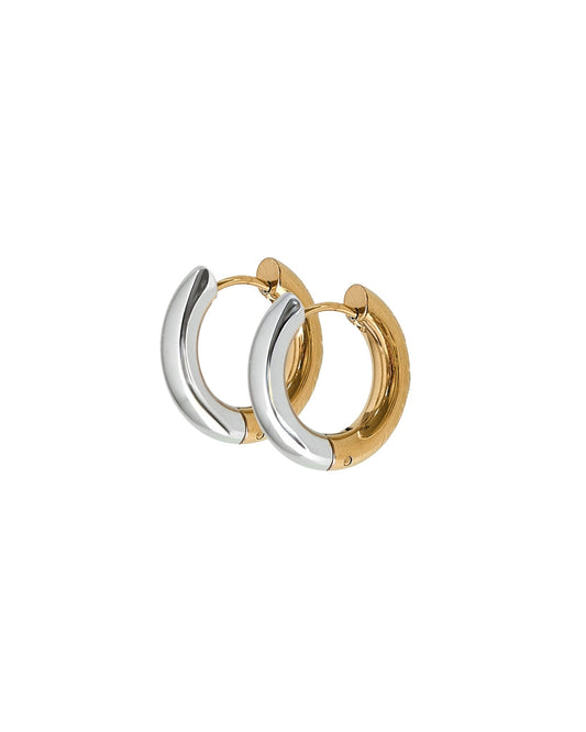 Huggie Earrings - Scarlett Hoop Two - Tone 12mm - Shop LINNY CO