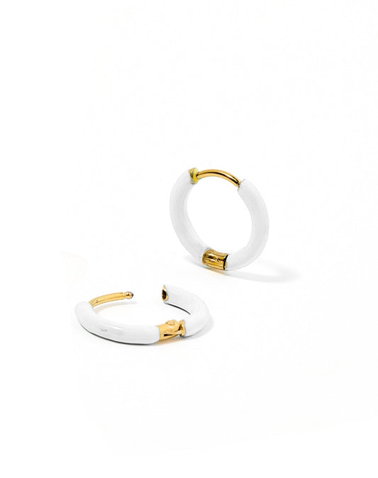 Huggie Earrings - Scarlett Hoop White 10mm - Shop LINNY CO