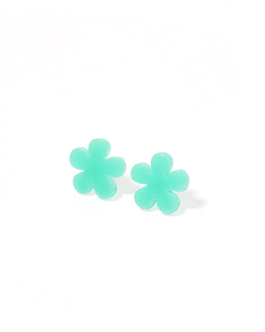 Jenna Stud Earrings - Flower Aqua - Shop LINNY CO