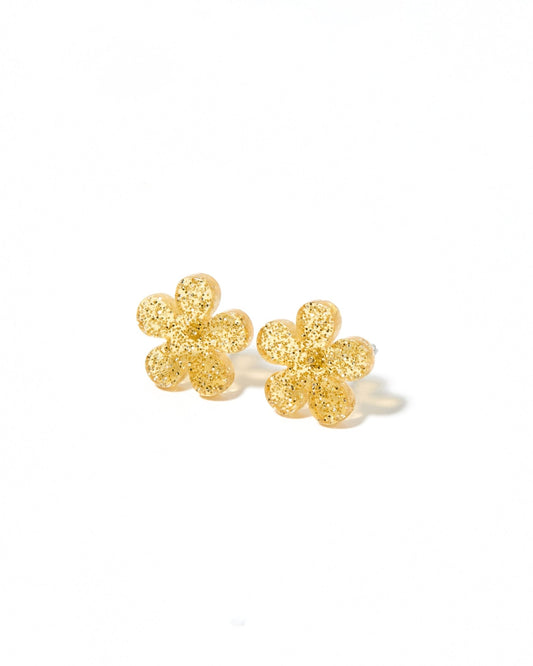 Jenna Stud Earrings - Flower Gold Glitter - Shop LINNY CO