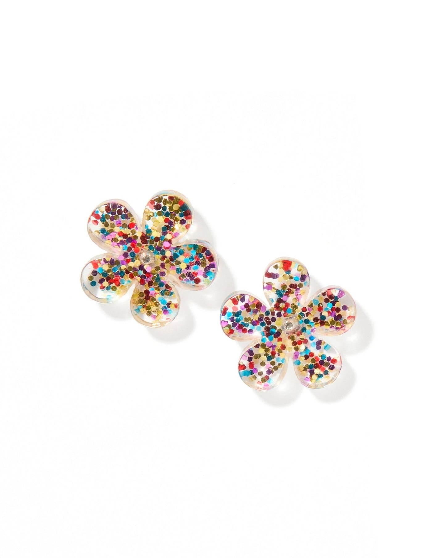 Jenna Stud Earrings - Flower Multi Glitter - Shop LINNY CO