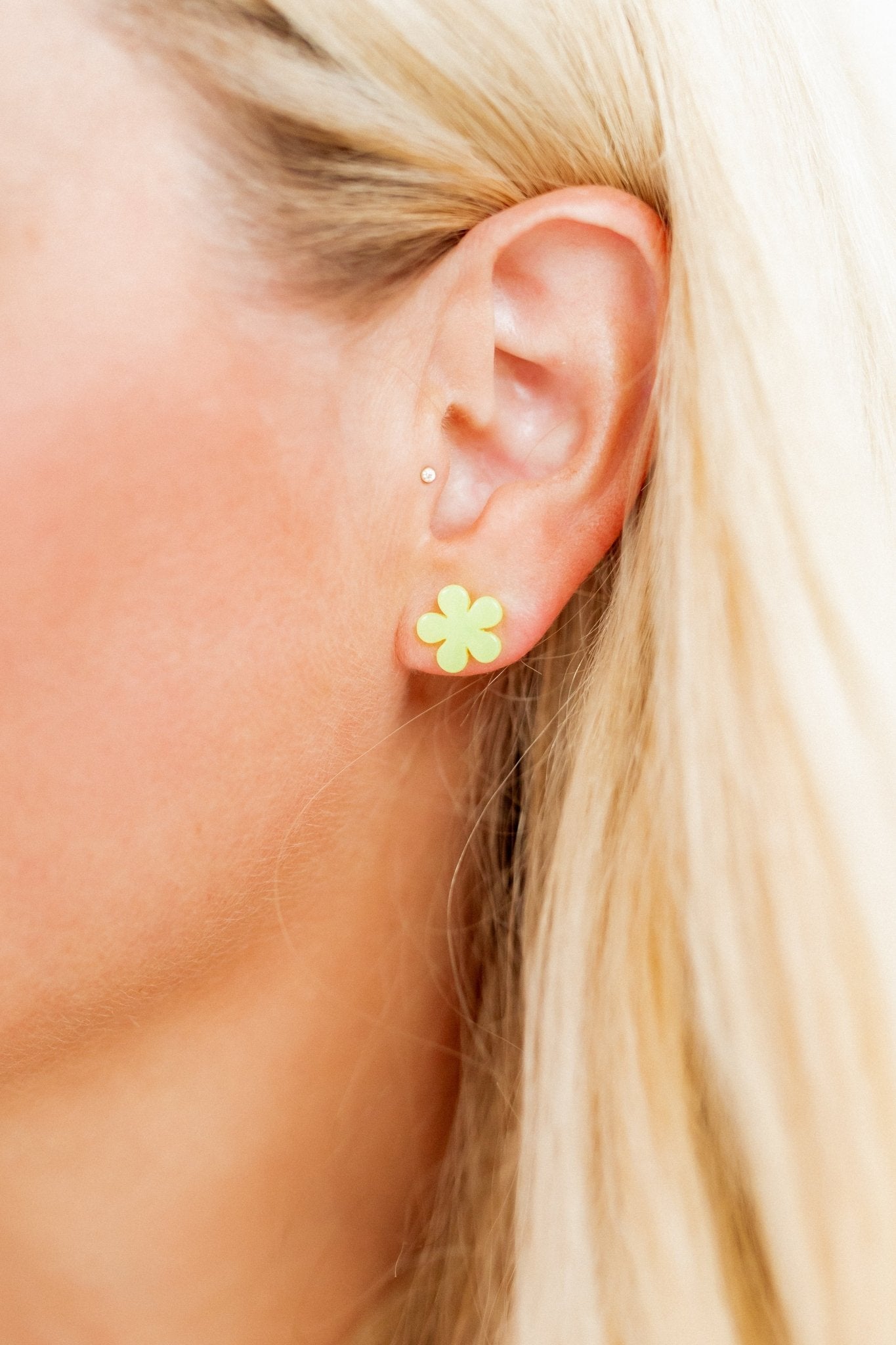 Jenna Stud Earrings - Flower Neon Yellow - Shop LINNY CO
