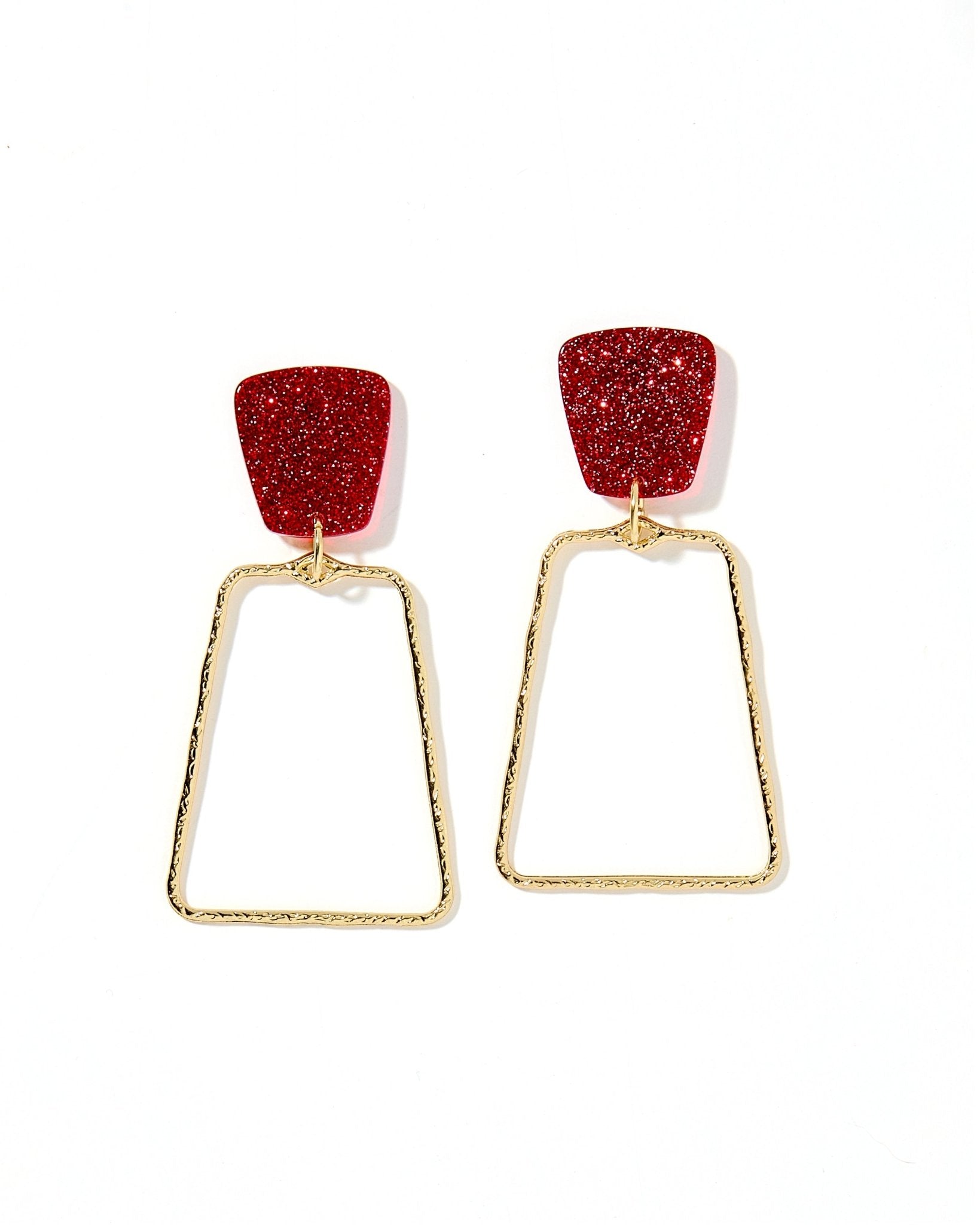 Kaelyn Statement Earrings - Crimson Glitter - Shop LINNY CO