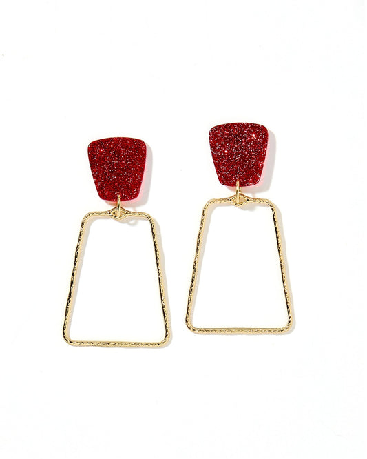 Kaelyn Statement Earrings - Crimson Glitter - Shop LINNY CO