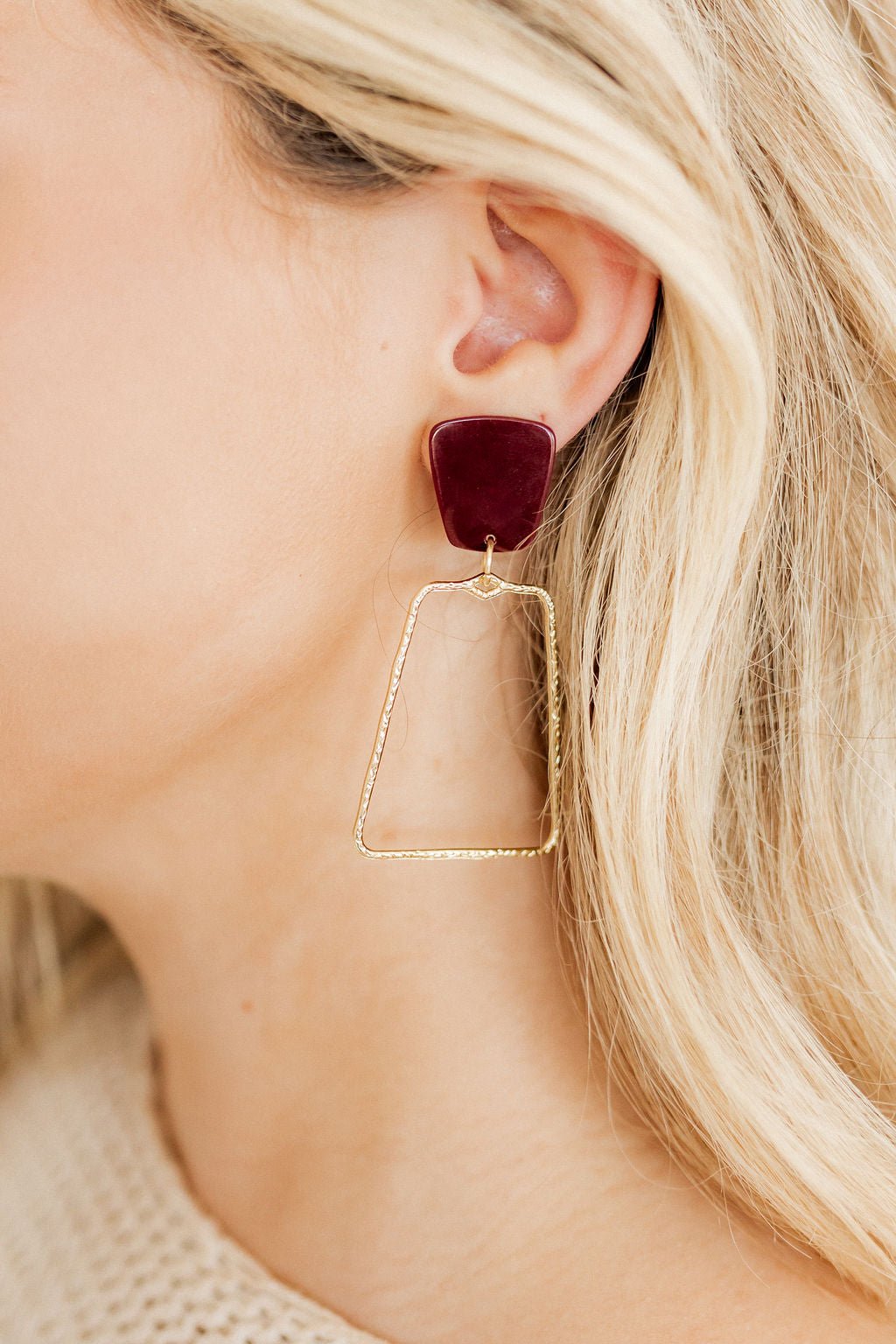 Kaelyn Statement Earrings - Maroon - Shop LINNY CO