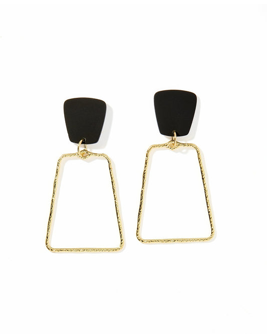 Kaelyn Statement Earrings - True Black and Gold - Shop LINNY CO