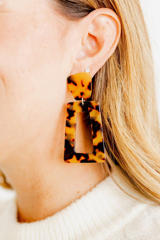 Kennedy Statement Earrings - Brown Tortoise - Shop LINNY CO