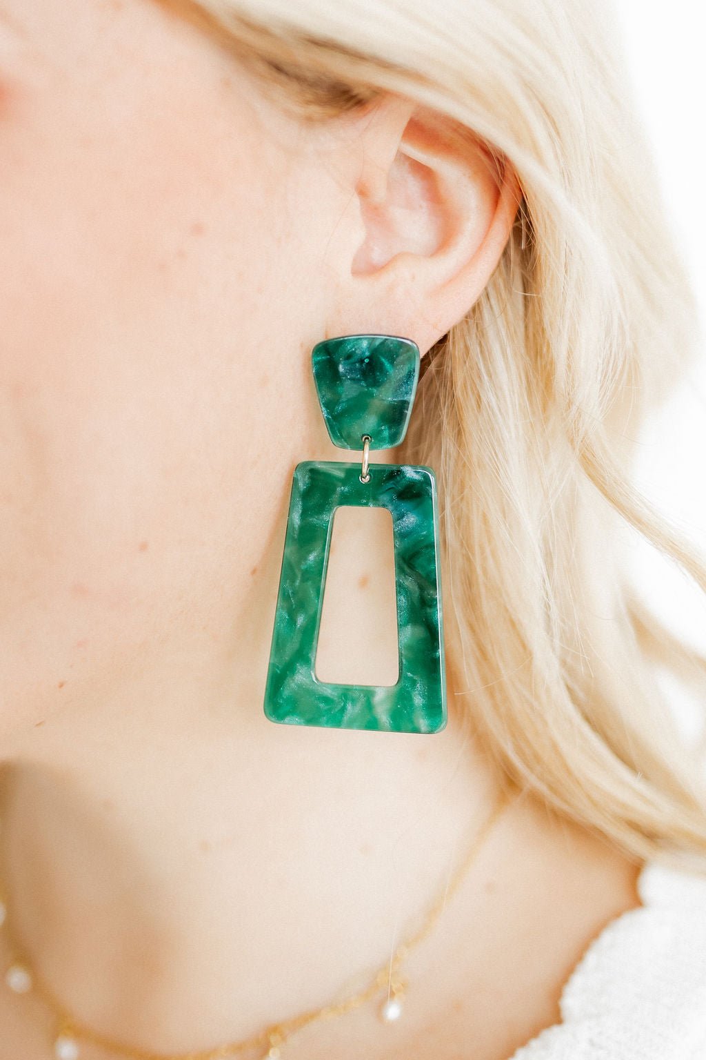 Kennedy Statement Earrings - Forest Green - Shop LINNY CO