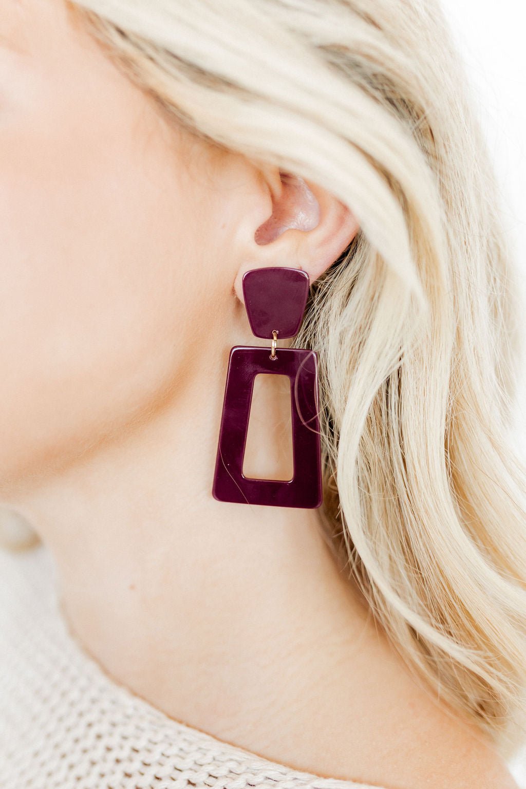 Kennedy Statement Earrings - Maroon - Shop LINNY CO