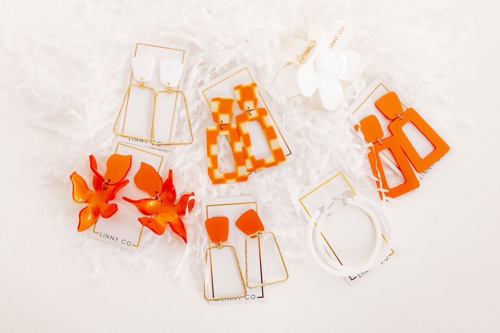 Kennedy Statement Earrings - Metallic Orange - Shop LINNY CO