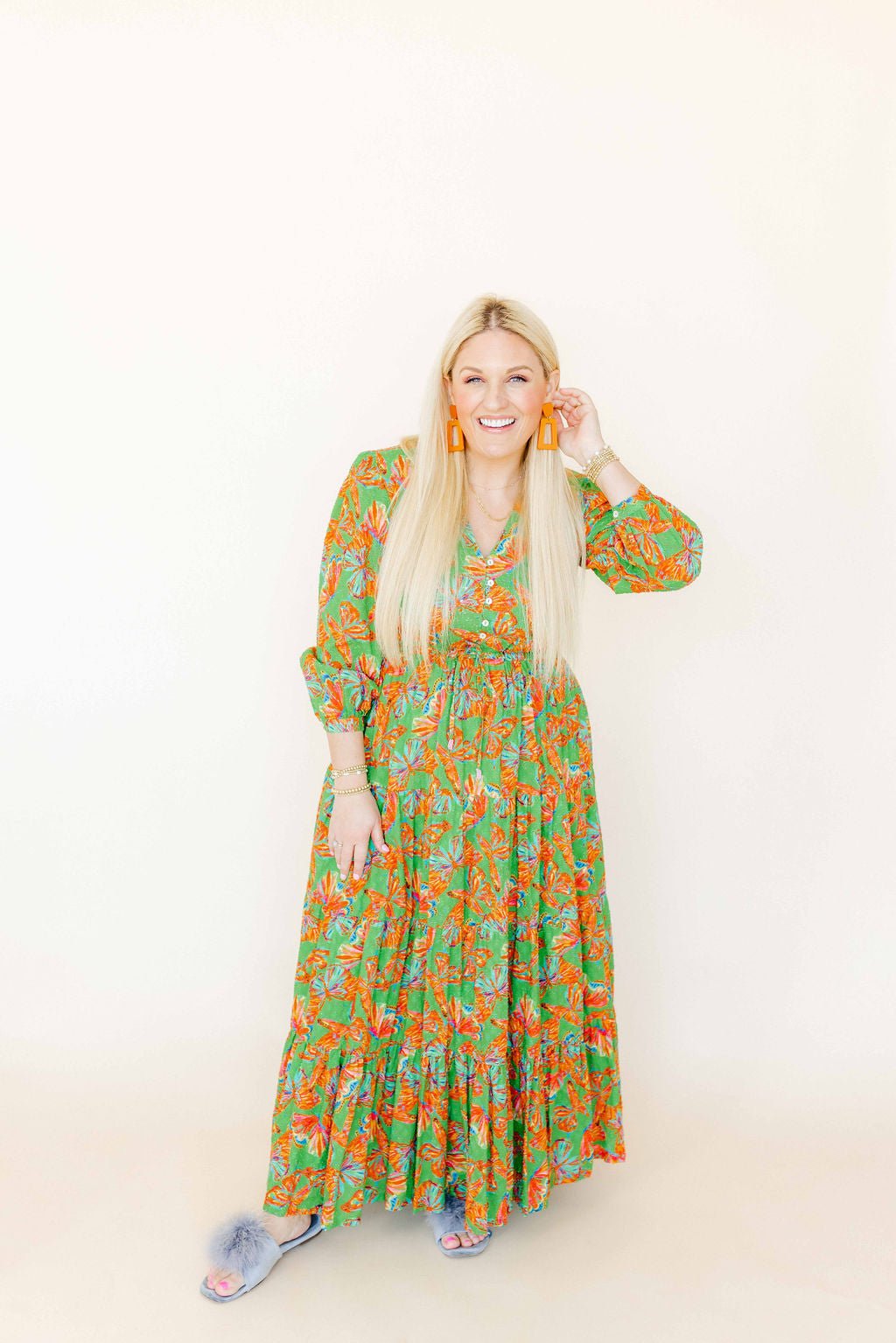 Kennedy Statement Earrings - Metallic Orange - Shop LINNY CO