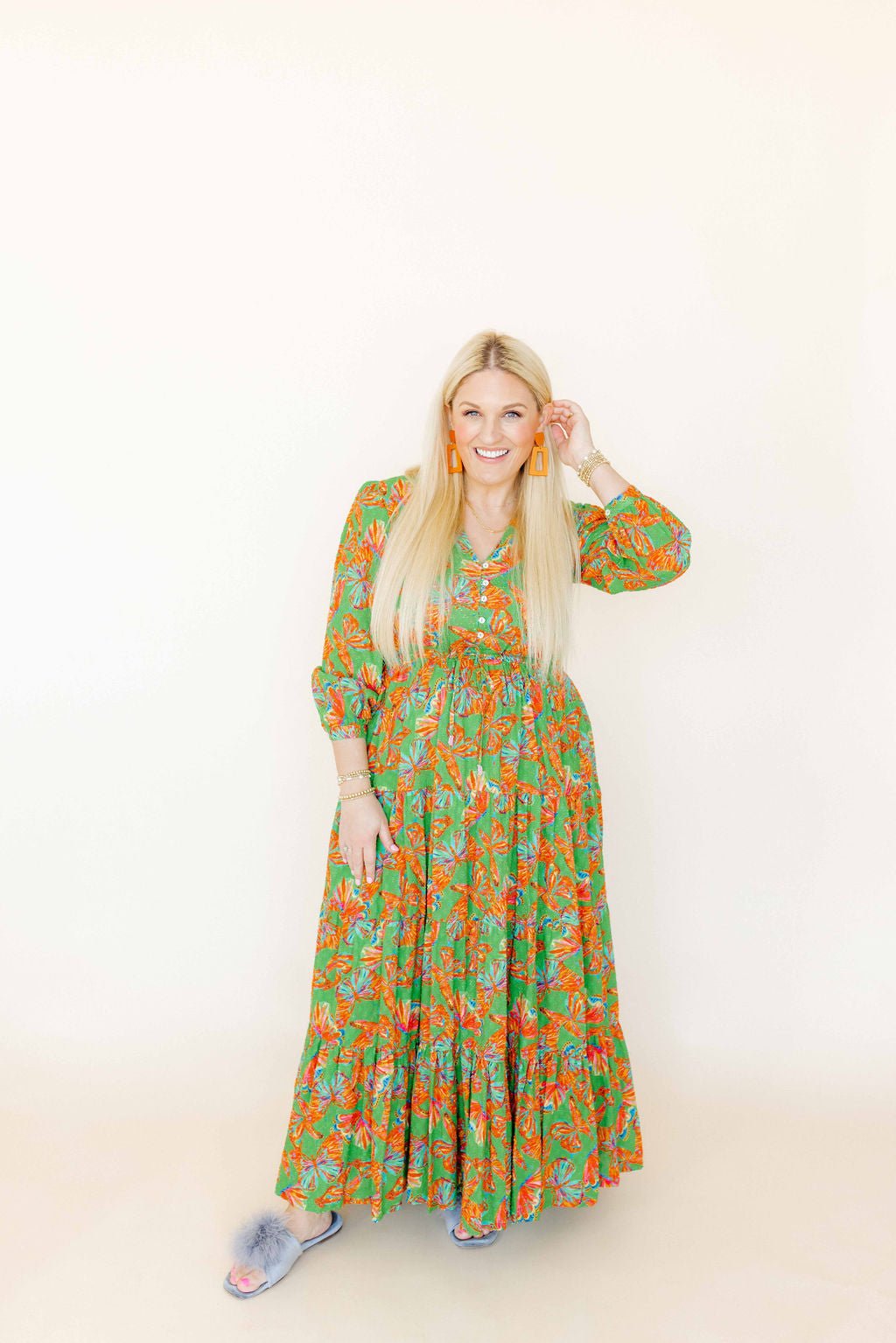 Kennedy Statement Earrings - Metallic Orange - Shop LINNY CO