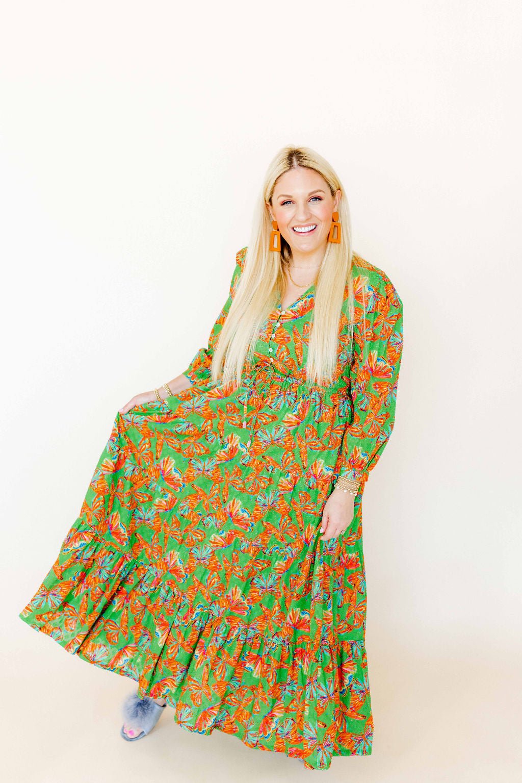 Kennedy Statement Earrings - Metallic Orange - Shop LINNY CO