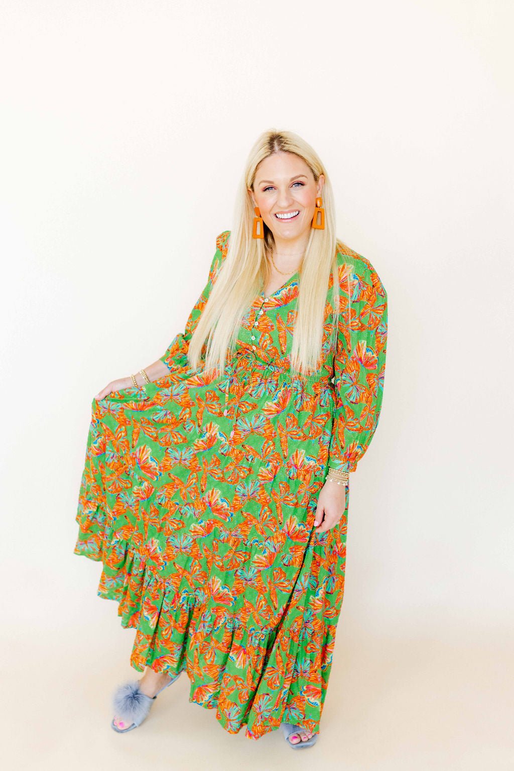 Kennedy Statement Earrings - Metallic Orange - Shop LINNY CO