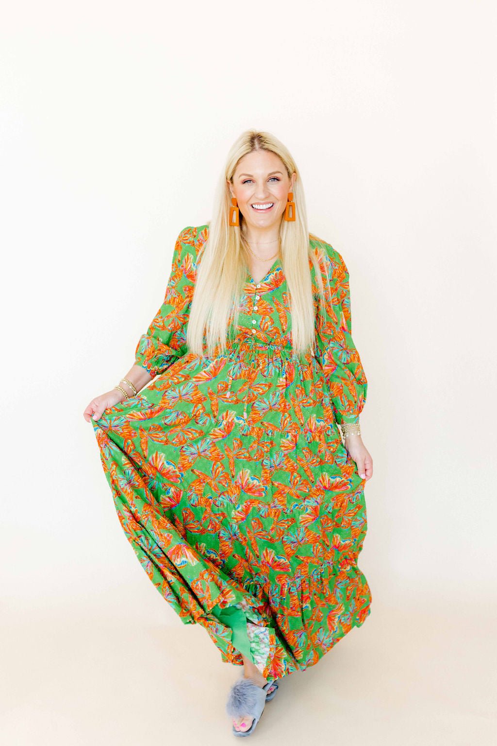 Kennedy Statement Earrings - Metallic Orange - Shop LINNY CO