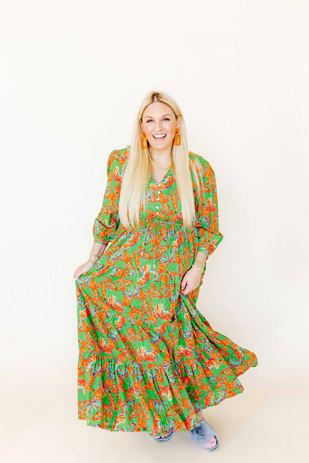 Kennedy Statement Earrings - Metallic Orange - Shop LINNY CO