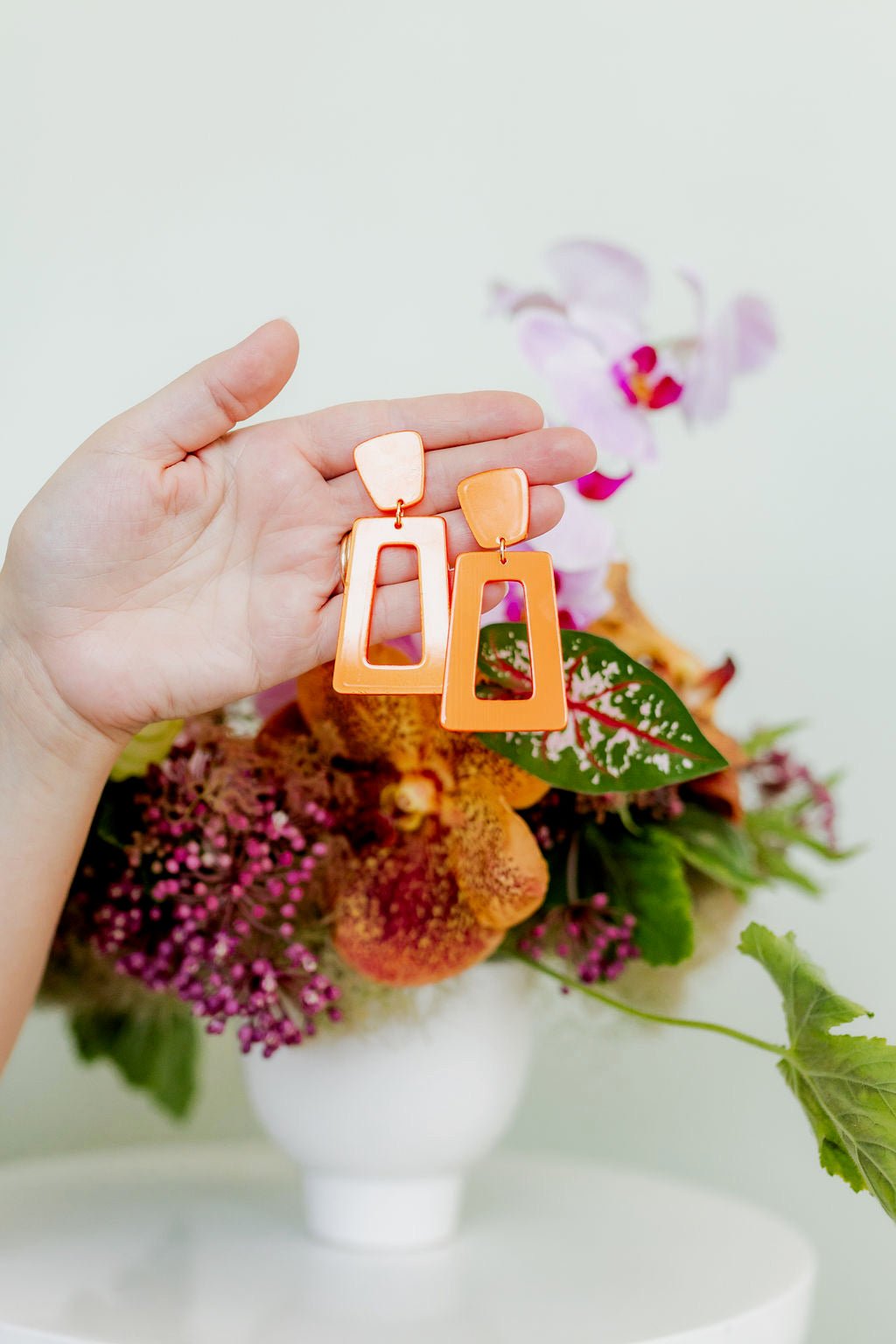 Kennedy Statement Earrings - Metallic Orange - Shop LINNY CO