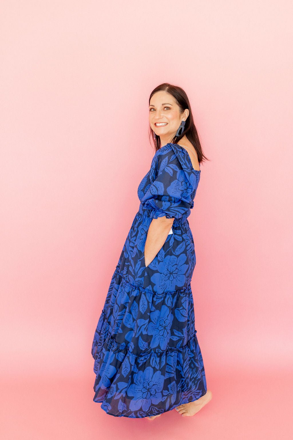 Kennedy Statement Earrings - Navy - Shop LINNY CO