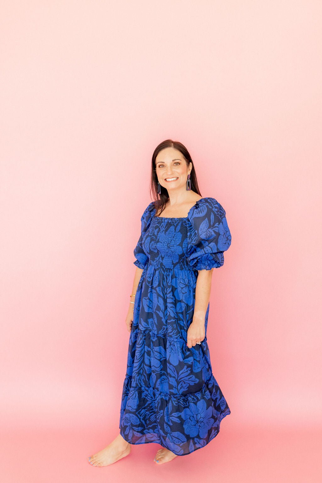 Kennedy Statement Earrings - Navy - Shop LINNY CO