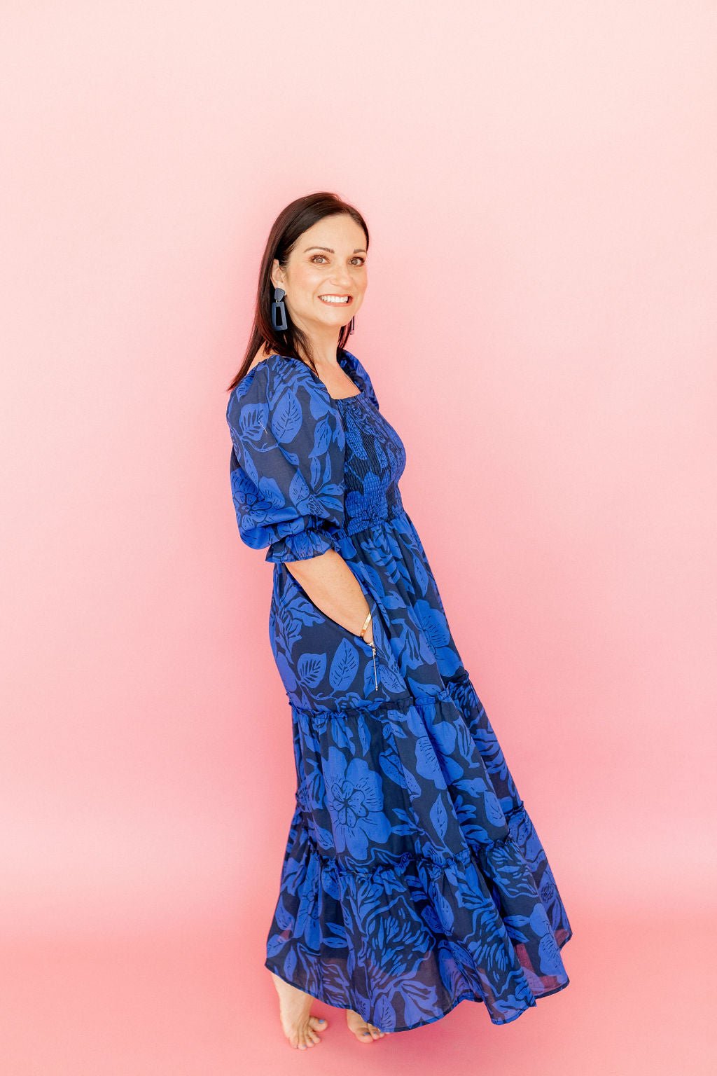 Kennedy Statement Earrings - Navy - Shop LINNY CO