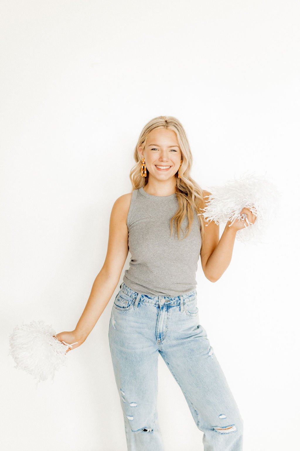 Kennedy Statement Earrings - Orange Checkered - Shop LINNY CO